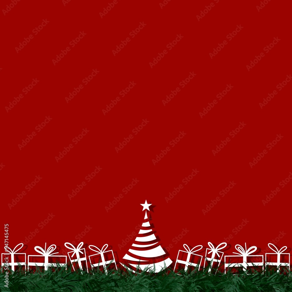 Christmas frame red background with christmas tree Christmas frame red background with christmas tree