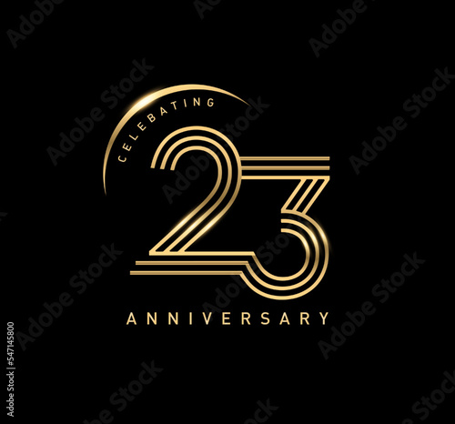 23 years anniversary celebration logotype. elegant modern number gold color