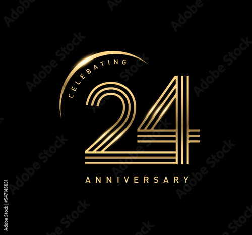 24 years anniversary celebration logotype. elegant modern number gold color