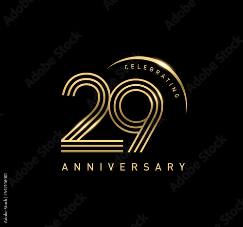 29 years anniversary celebration logotype. elegant modern number gold color