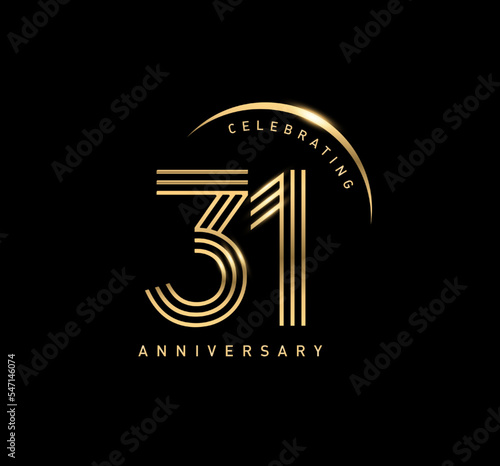 31 years anniversary celebration logotype. elegant modern number gold color