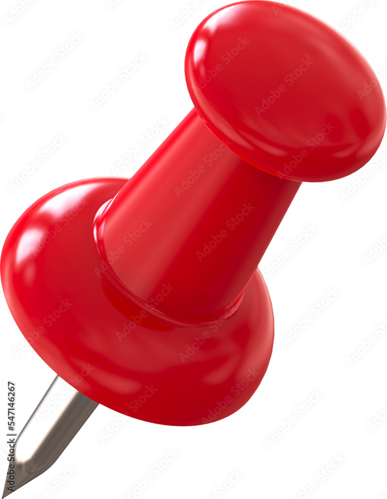 Red pin, push pin isolated on transparent background. 3D rendering Red pin, push pin isolated on transparent background. 3D rendering