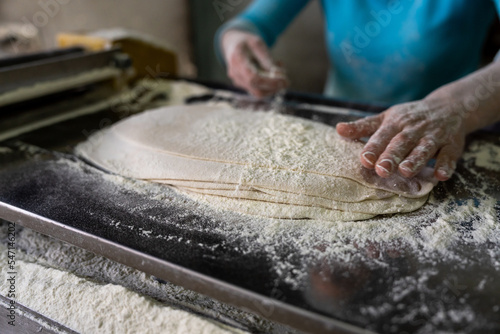 woman processing dough