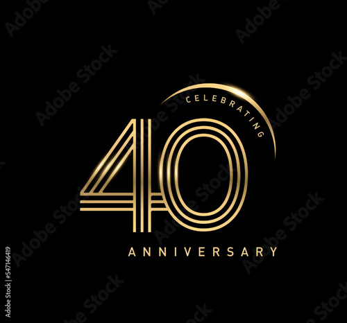 40 years anniversary celebration logotype. elegant modern number gold color