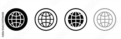 Globe icon set. World icons set. World web icon. World planet earth icon. Symbol of Earth and world. World web icon sign. Globe shape line and flat style. Vector illustration.