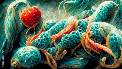 Microbes, parasites, microbial infection, closeup view, illustration