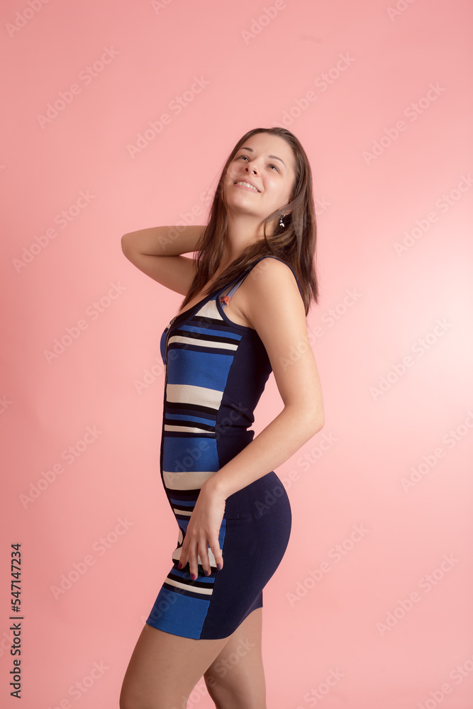 slim girl in a blue dress slim girl in a blue dress