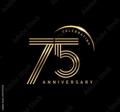 75 years anniversary celebration logotype. elegant modern number gold color photo