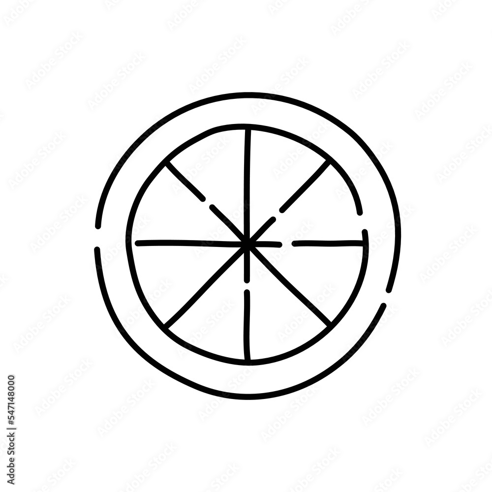 Slice of lemon doodle icon. Hand drawn black sketch. Vector Illustration. Slice of lemon doodle icon. Hand drawn black sketch. Vector Illustration.