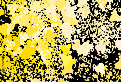 Dark Yellow vector backdrop with memphis shapes.