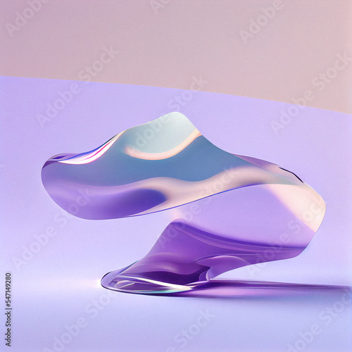 Purple wavy glass abstraction. Violet abstract minimalistic background.