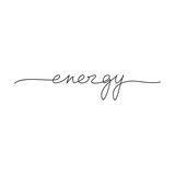 Vector handwritten word Energy isolated on white. One line continuous lettering. Calligraphic text icon for banner, flyer, sign, showcase design, retail shop, outlet.