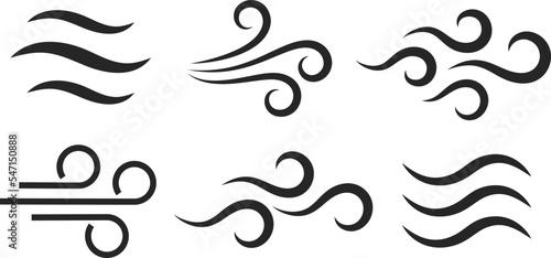 Obraz na płótnie Wind puff icons, breeze symbols w salonie