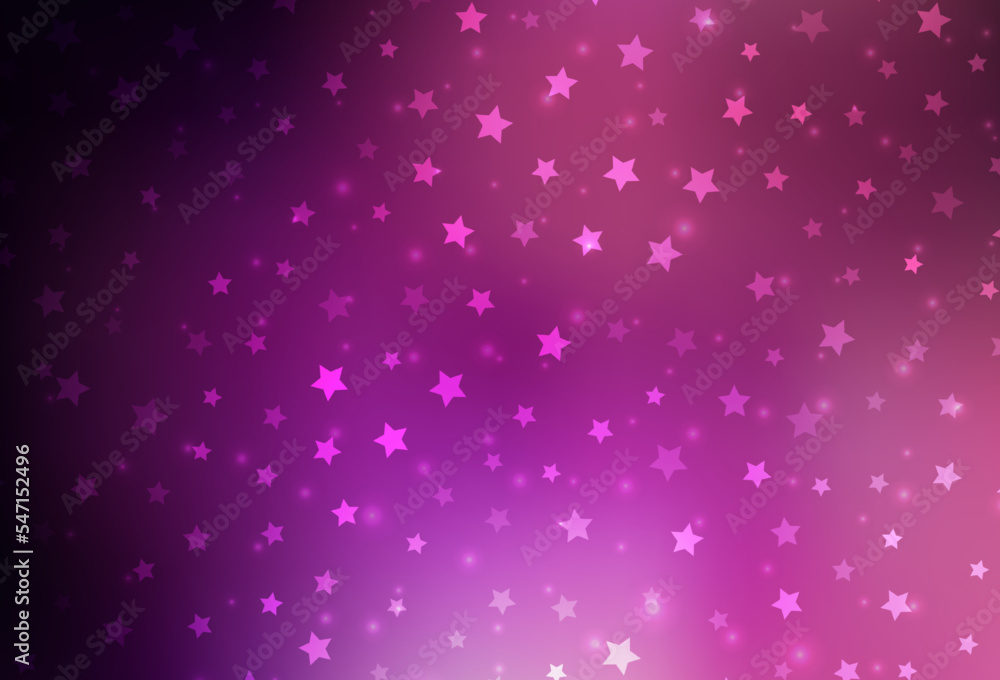 Dark Purple, Pink vector background with beautiful snowflakes, stars. Dark Purple, Pink vector background with beautiful snowflakes, stars.