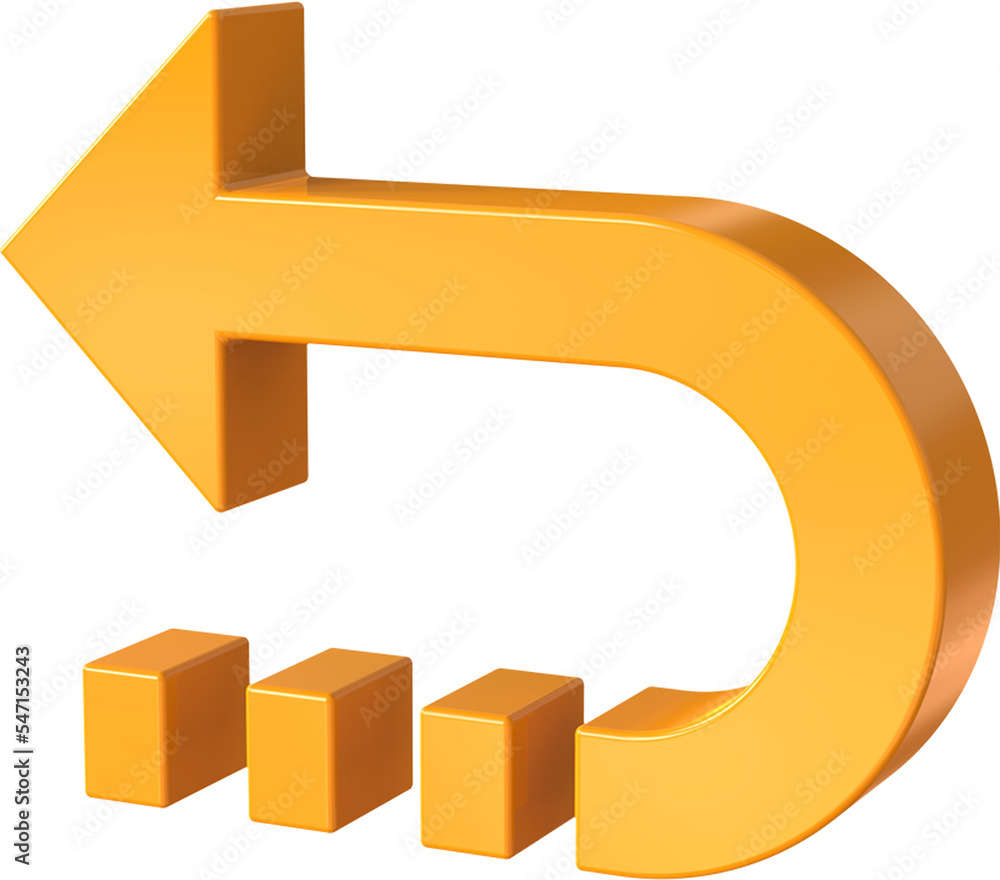 Return arrow isolated on transparent background. 3D rendering Return arrow isolated on transparent background. 3D rendering