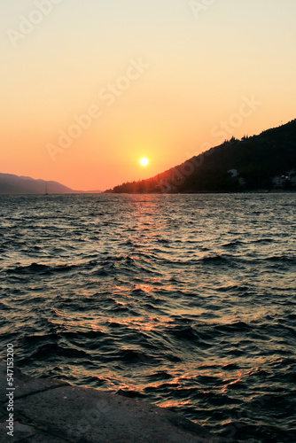 orange sundown in Orebic  peninsula Peljesac  Croatia