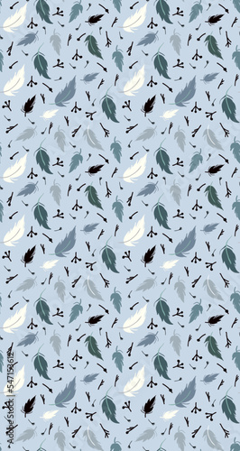 Vector seamless pattern with feathers and sticks
