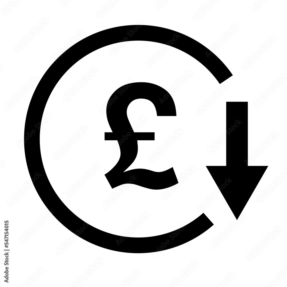Decrease in the value of the pound. Vector. Decrease in the value of the pound. Vector.