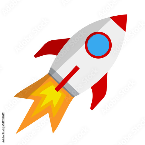 Stampa su tela Fired rocket icon. Flame and missile. Vector.