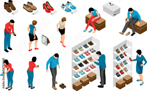Isometric Shoe Store Set