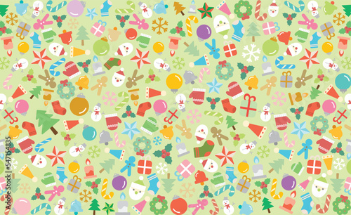 Christmas elements colorful background. Greeting wrapping paper pattern.