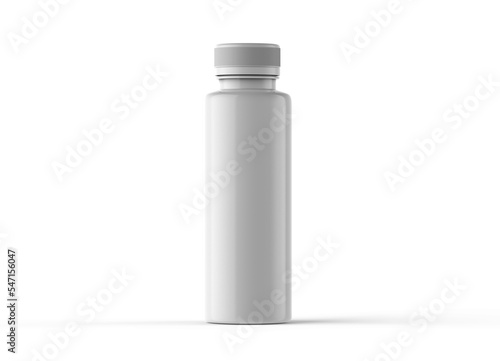 white plastic bottle isolated on white 3d rendering