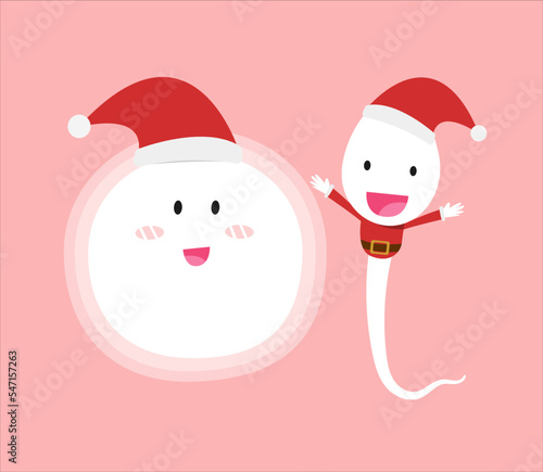 sperm and egg human with christmas celebration costume
