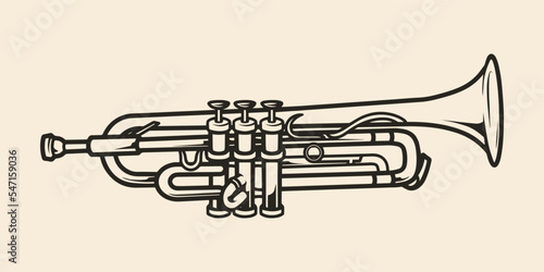 Musical trumpet monochrome element vintage
