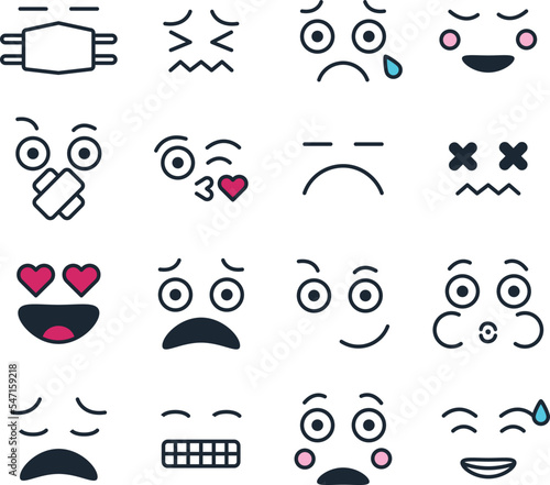 Set of face expressions. Emoji. Facial expressions 