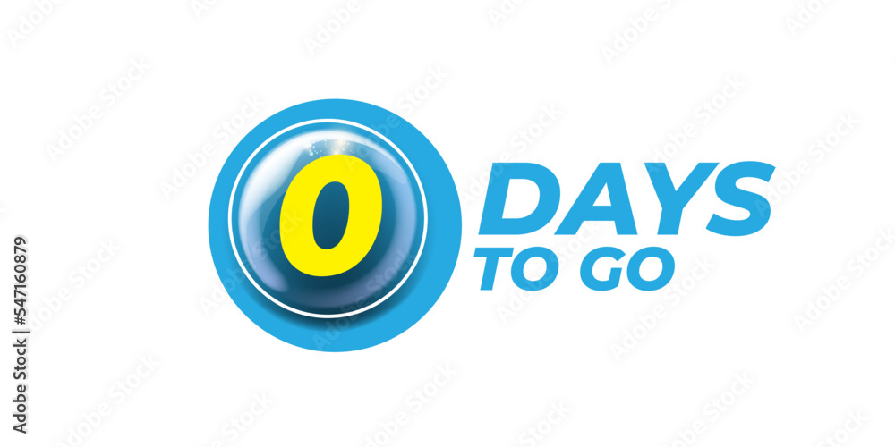 Zero days to go countdown modern blue horizontal banner design template isolated on white background. 0 days to go sale announcement deep blue banner, label, sticker, icon, poster and flyer.