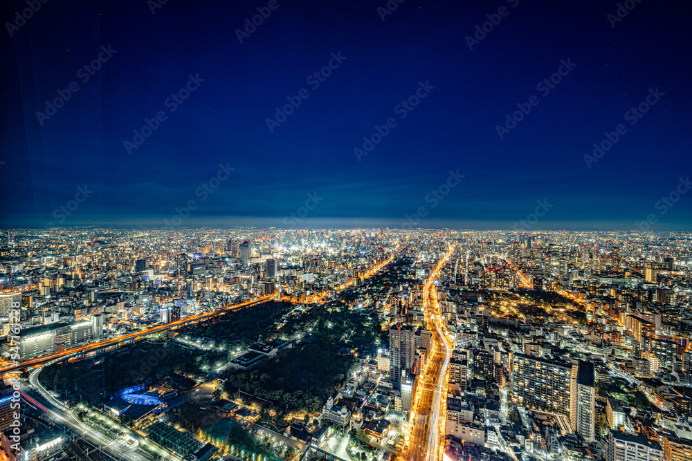 Obraz premium あべのハルカスから見た美しい大阪夜景【大阪風景】