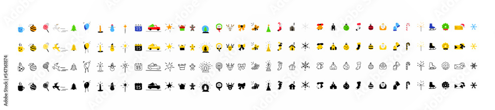 Set of hand drawn christmas icons illustration Set of hand drawn christmas icons illustration