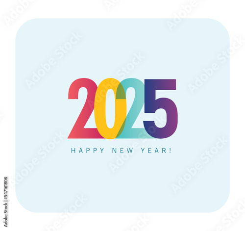 New year 2025 colorful announcement post template on cyan background. happy new year 2025. 2025 Happy New Year logo text design for social media post. Minimalistic new year trendy background.