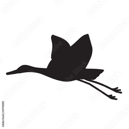羽ばたく渡り鳥のシンプルシルエットイラスト