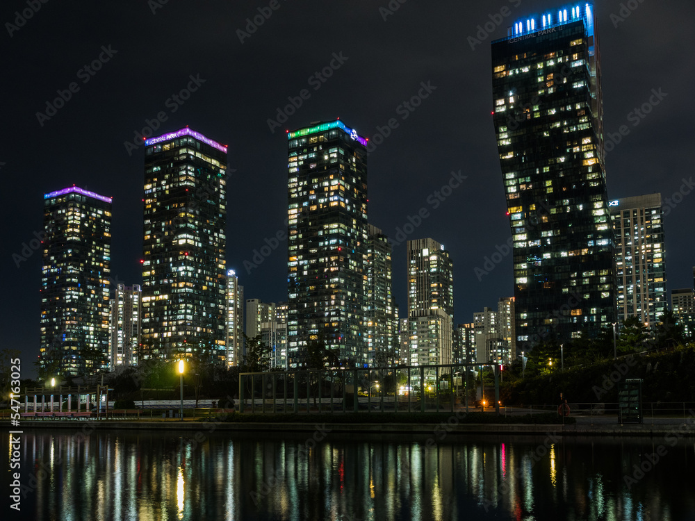 The skyline and architecture in songdo, South Korea