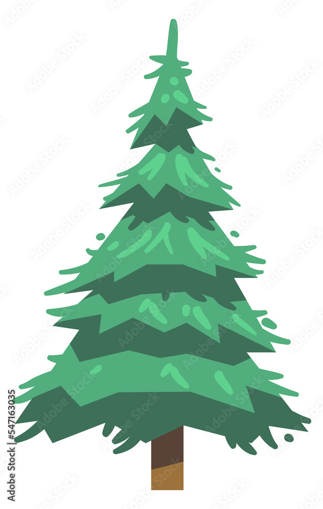 Obraz premium Fir tree. Cartoon forest icon. Woodland sign