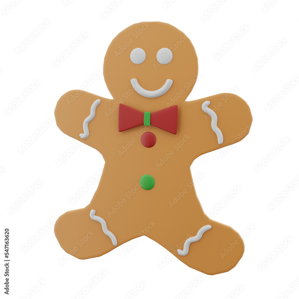 Christmas 3d gingerbread icon illustration