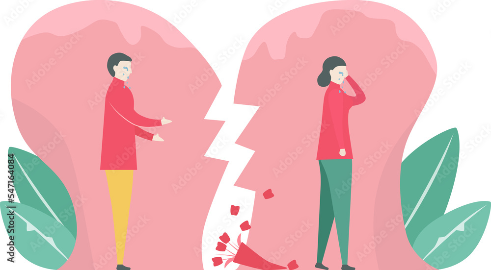 Broken heart of lover. Drop down of rose. Scene design about couple of love in winter season. Broken heart of lover. Drop down of rose. Scene design about couple of love in winter season.