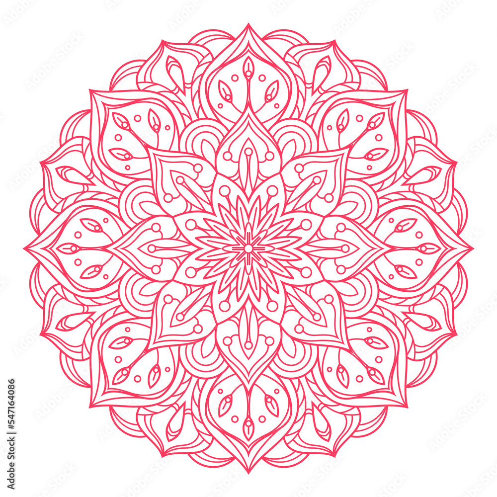 Ornate round pattern. Line mandala. Calm symbol