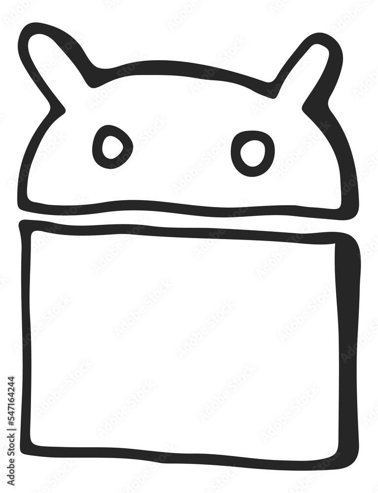 Android icon. Cute small robot black symbol Android icon. Cute small robot black symbol