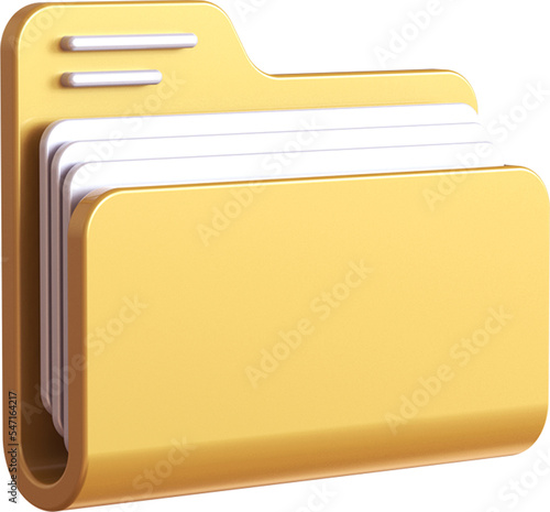 Gold folder isolated on transparent background. 3D rendering