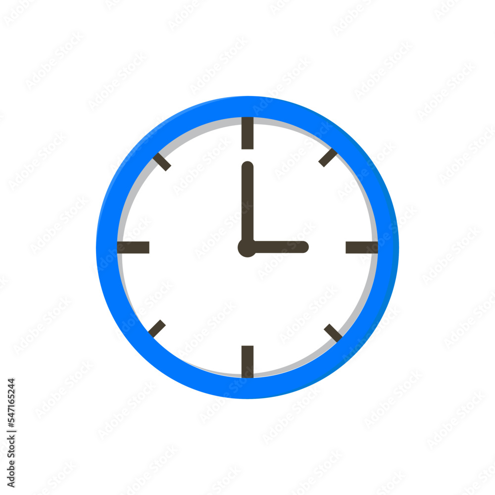 Clock or time vector. Blue clock illustration in flat style Clock or time vector. Blue clock illustration in flat style