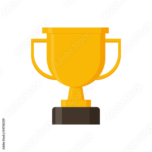 Winner trophy vector. Flat Illustration of Golden Trophy or cup, sports award, or champion.
