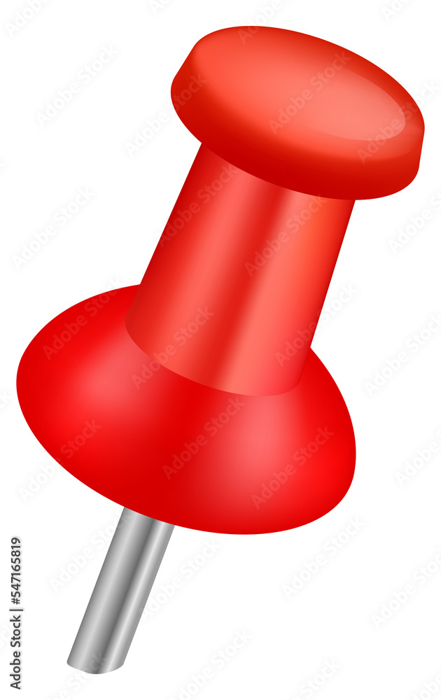 Push pin icon. Realistic red paper fix Push pin icon. Realistic red paper fix