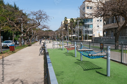 Tel-Aviv, Israel - September 21, 2022: Rothschild Boulevard in Tel-Aviv photo