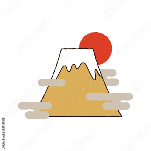 シンプルな富士山と太陽のイラスト