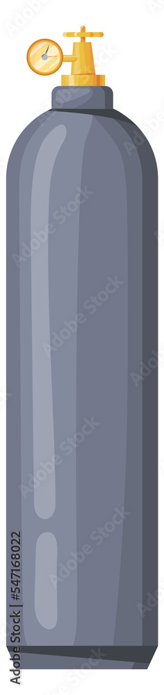 Gray metal container. Industrial cartoon cylinder icon