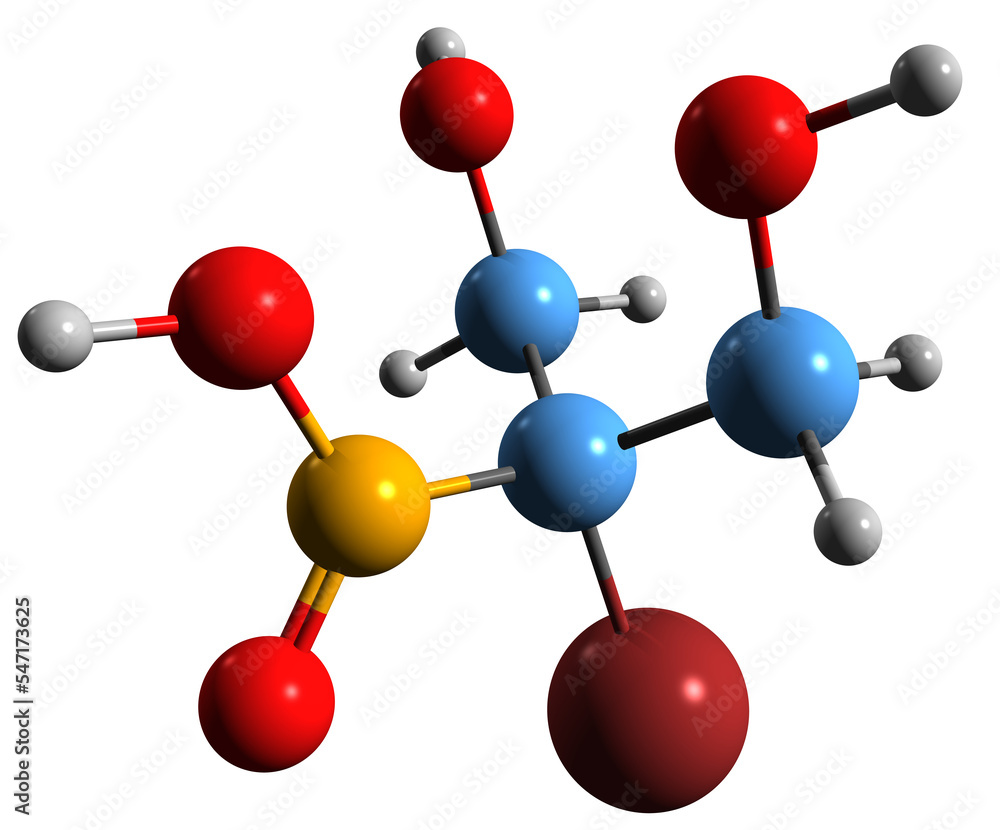 3D image of Bronopol skeletal formula - molecular chemical structure of antimicrobial isolated on white background
3D image of Bronopol skeletal formula - molecular chemical structure of antimicrobial isolated on white background