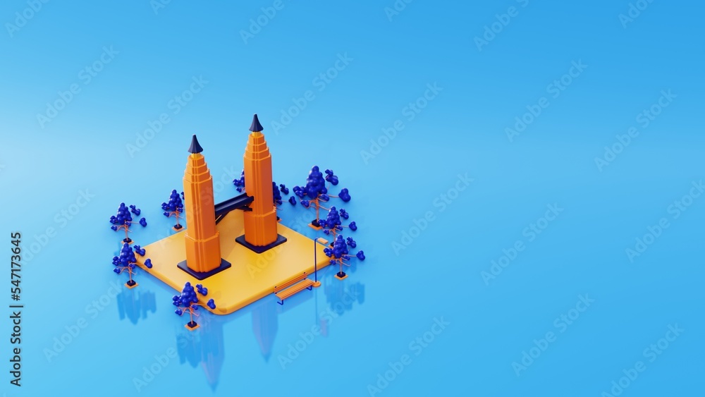 3d Malaysia background city with petronas tower as landmark and ...