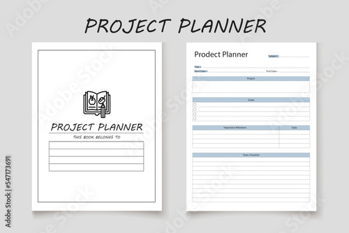 Project planner kdp interior log book design